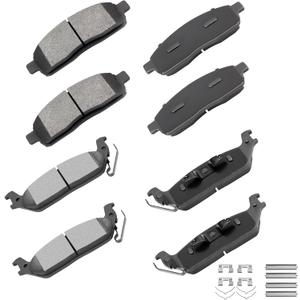cciyu D1083 D1012 8pcs Front & Rear Ceramic Brake Pads Kits 2005-2008 For Ford For F-150[All Models];2004 For Ford For F-150[New Body Style];2006-2008 For Lincoln For Mark LT[All Models]
