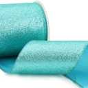 DINDOSAL Teal Glitter Wired Ribbon 4" x 10 Yards Sparkling Teal Christmas Tree Ribbon for Bows Making, Wreaths and Garlands, Home Decor, Gift Wrapping, Swag, Front Porch, Mailbox