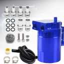 Thick Shell Baffled Oil Catch Can Coolant Fuel Catch Can Reservoir Kit - Blue