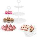 6 Pcs Cupcake Stand White Dessert Table Display Set 2 Pcs 3 Tier Plastic Cake Stand Holder 4 Pcs Dessert Serving Tray Cookie Platter Rack Tower for Tea Party Wedding Baby Shower