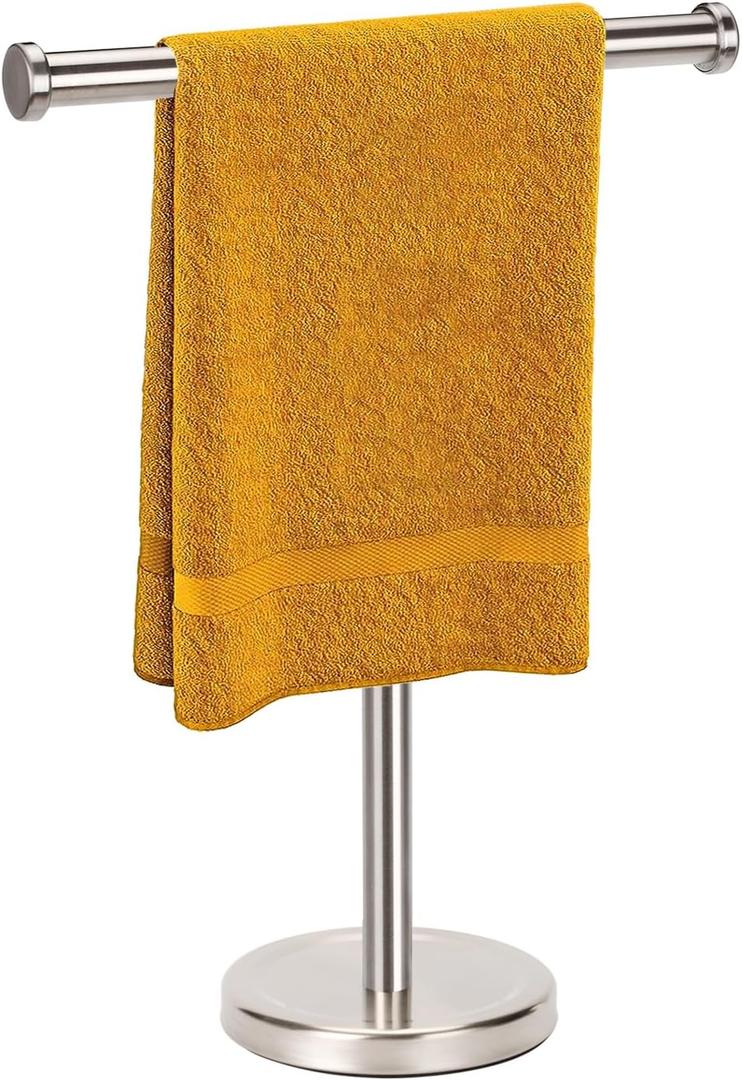 Hand Towel Holder Stand with Heavy Base, Hand Towel Rack for Bathroom (Stainless Steel, Brushed Nickel)