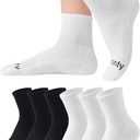 Womens Cotton Ankle Socks with Comfy Cushioned Bottom and Arch Compression, Running, Sports, Works (6 Pairs) (White)