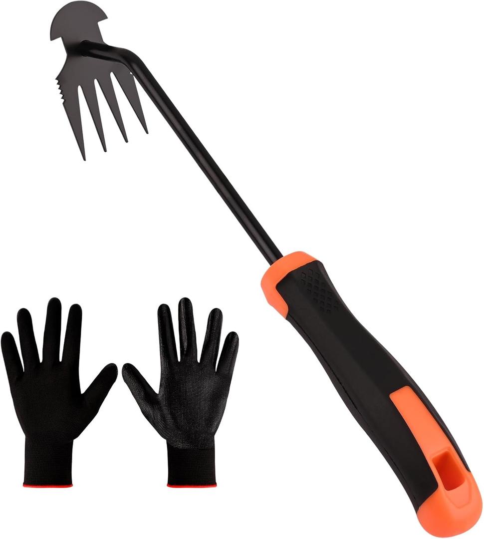 Weed Removal Tool, Portable Garden Weeder Tool2024 New Manganese Steel Weed Puller Tool with Rubber Handle for Vegetable Gardening Garden Yard Farm Farm Planting & Uprooting Weeding Tool (Black)
