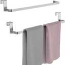 WZKALY Over Cabinet Towel Rack, 1 Pack 14 Inch Over The Door Towel Bar Towel Hanger for Kitchen, Stainless Steel Over Cabinet Cupboard Kitchen Towel Holder, Foam Protective Mats (Silver)