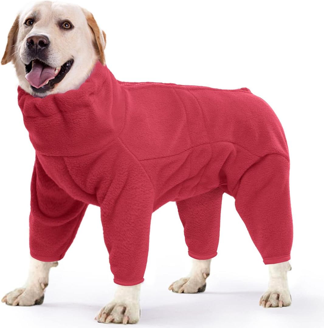 ROZKITCH Dog Pajamas Medium Size Dog, Pet Windproof Warm Cold Weather Jacket Vest Cozy Jumpsuit Apparel Outfit Clothes for Small Medium Large Dog Walking Hiking Sleep Red, M(Back Length:18"))