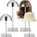 Sintuff 4 Pcs Hat Display Stand:adjustable 7.915.7inch Wigs Head Holder Stand Non Slip Stainless Steel Metal Rack for Multiple Hats Wig Storage Styling Practice(Silver,Square Base)