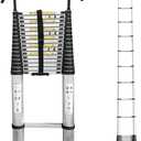 JADDUO Telescoping Ladder, 24.6 FT Extension Ladder,Aluminum Lightweight Telescopic Ladder with 2 Triangle Stabilizers (24.6FT Hook Ladder Silver, Silver)