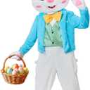 YuDanae Easter Bunny Costume Adult Deluxe Rabbits Mascot Suit With Headpiece Gloves Rabbit Paw Slippers Party Dress (Small, White)