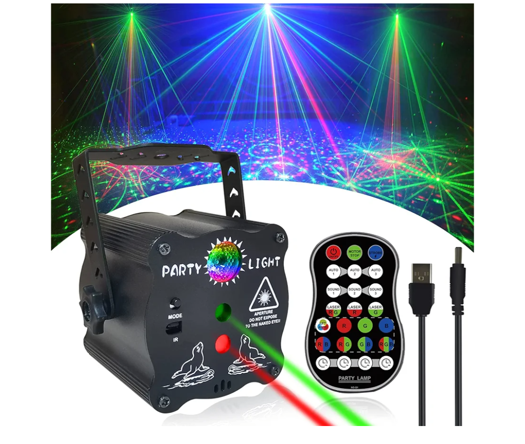 Birthday Gift Party Decorations Lights, Mini Disco Ball DJ Light with Remote Control Stage, Portable Sound Activated Led Projector Strobe Lamp for Indoor/Outdoor Parties Rave Xmas Show Home Bar