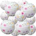 Baquler 12 Pcs Wildflower Paper Lanterns Party Decorations Pink Purple Floral Hanging Lanterns 3 Styles for Baby in Bloom Baby Shower Wedding Garden Tea Summer Home Indoor Outdoor Party Decor