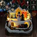 Christmas Collectibles Building Village House Musical Snow Globe Resin Figurines with 8 Music Snowman, Christmas Train Come with Xmas Gift