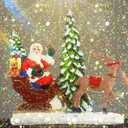 Christmas Snow Globe Lantern with Music & Timer, Santa LED Glitter Lantern, Battery Operated Christmas Globe Decoration, Fall Holiday Decor for Home (Black 1)