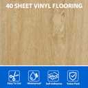 AKOLAFE 40 Sheet Vinyl Flooring 12x12 Peel and Stick Floor Tile Waterproof Clearance Vinyl Floor Tiles Light Wood Self Adhesive Floor Tiles Sticky Laminate Flooring for Bathroom Kitchen Basement RV
