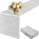 4 Packs Glitter Disco Party Table Runner 12 x 108 Inches Mirror Silver Foil Decor for 70s 80s Disco Party Decorations Birthday Home Table Decorations
