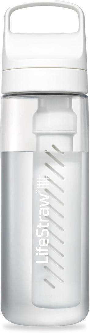 LifeStraw Go Series  BPA-Free Water Filter Bottle for Travel and Everyday use removes Bacteria, parasites and microplastics, Improves Taste, 22oz; Clear