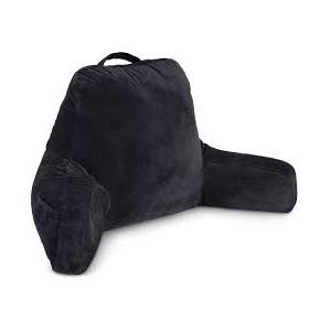 Pillow Black, Original Reading Pillow in Bed Rest Chair, Shredded Memory Foam Large Lounge Cushion Adult Backrest with Arms, Comfy Back Support for Sit Sitting Up, Washable/Removable Cover