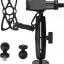 Kayak Phone Holder & Camera Mount, 360 Adjustable Phone Holder with Traction spring and silicone fixing sleeve, Long Arm Kayak Phone Mount with 2 1" Screwball Track Mount, Fits GearTrac&Track Systems