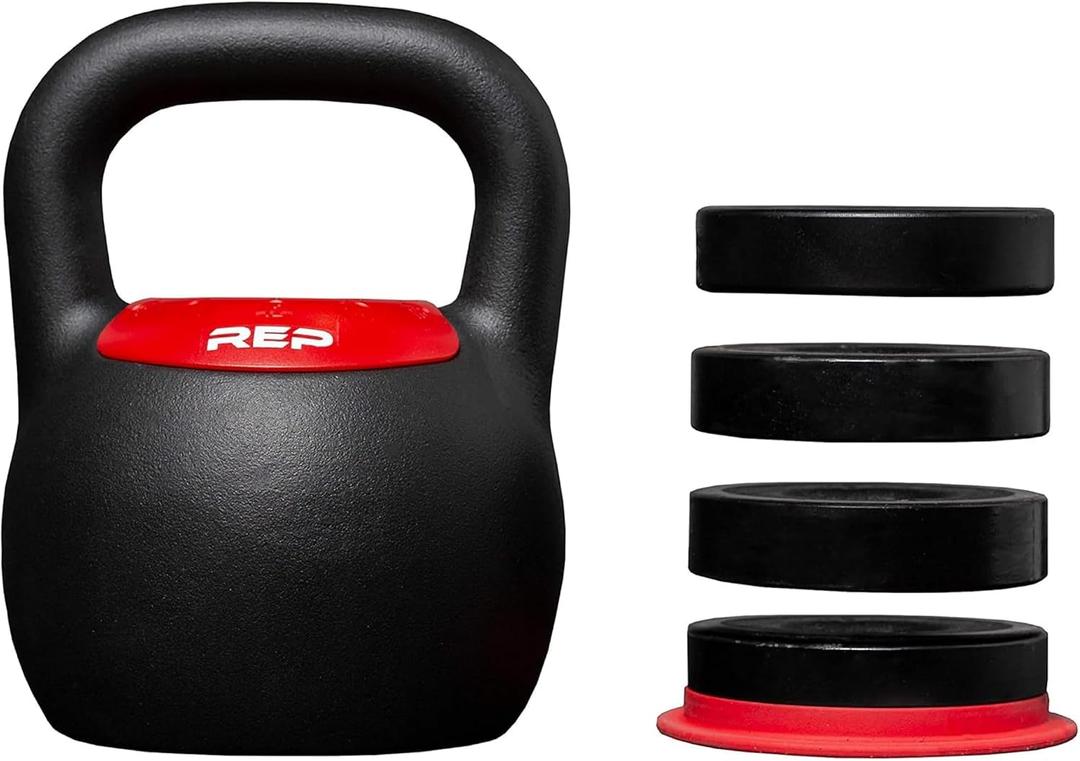 Rep Fitness Adjustable Kettlebell | 16 kg | Weight Set for Home Gym | Strength Training Equipment for Men & Women | Compact Steel Bell with Ergonomic Handle