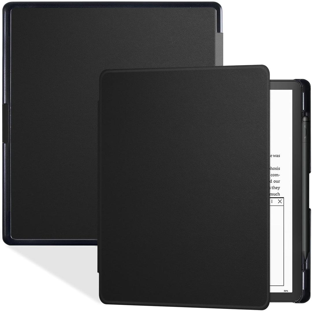 BOZHUORUI Case for 10.2" Kindle Scribe 2022/2024 Tablet - Slim Lightweight PU Leather Book Folio Cover with Pen Holder & Auto Sleep/Wake, Black