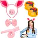 Maiteenly Book Story Character Costume Set Mouse/Dog/Cat/Pig & Cookie/Donut/Cupecake/Pancake Dress up Accessories for Adult(Pig & Muffin)