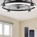 Ensenior Ceiling Fans with Lights and Remote, 24" Low Profile Ceiling Fan Flush Mount, APP Control, 6 Speed, 3CCT, Quiet Reversible DC Motor, Dimmable Modern Ceiling Fan with Light for Bedroom, Black