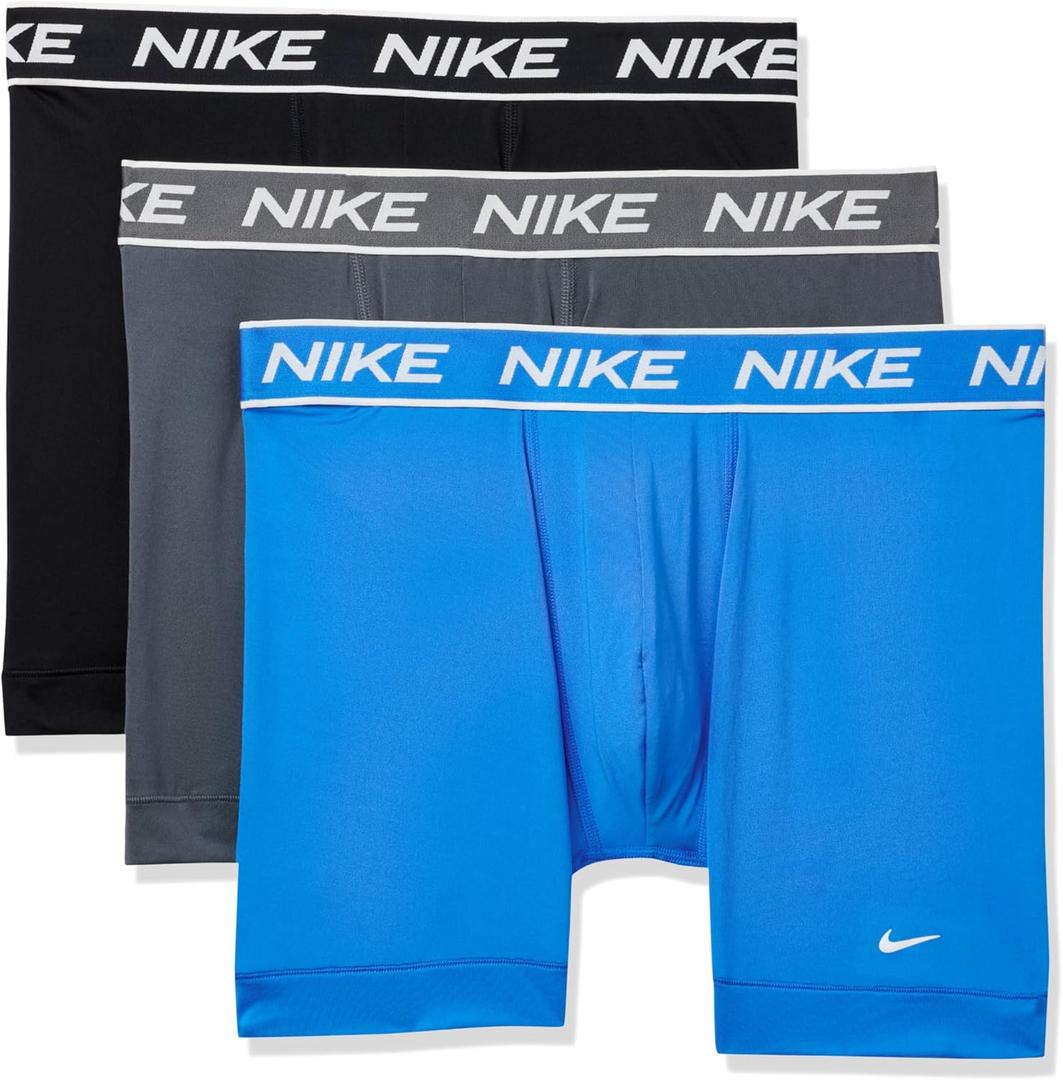 Nike Men's All Day Micro Stretch Boxer Brief Underwear (3-Pack) (Photo Blue/Iron Grey/Black)