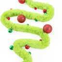6 Feet Christmas Garland Decorations Xmas Lime Green Faux Fur Ribbon Trim with Red Green Balls Xmas Tree Winding Furry Stripe for Mantel Fireplace Decoration Indoor Outdoor Table Decor