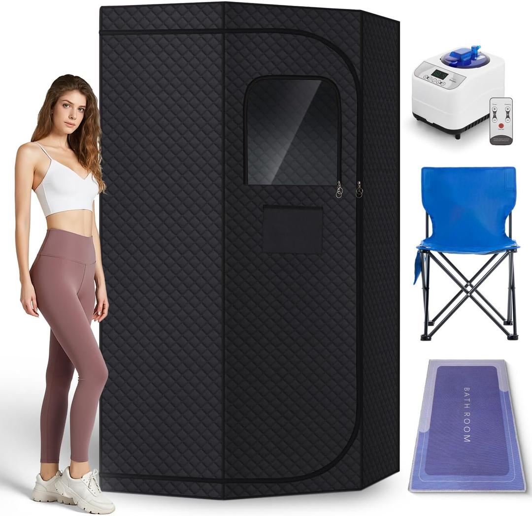 Sauna Box for Detoxification and Relaxation, Indoor Portable Sauna Tent with 3L Steamer and Folding Chair, 9 Levels, High 5.9' - Steam Sauna