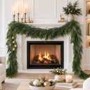 N&T NIETING 2 PCS Christmas Garland Norfolk Pine Garland Real Touch Faux Greenery Garlands Realistic Soft Garland for Mantle Fireplace Table Stair Holiday Winter Indoor Outdoor Xmas Decorations (9 FT)