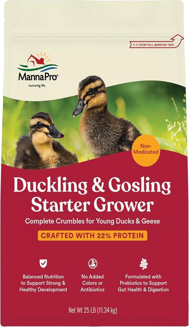 Manna Pro Duck Starter Grower Crumble | Non-Medicated Feed for Young Ducks | Supports Healthy Digestion | 25 Pounds (EXP 09/20/26)