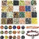 960pcs Natural Stone Beads Polished Beading 6mm Loose Beads Gemstone Crystal Energy Stone Healing Power for DIY Jewelry Making (6mm 24 Materials R2)