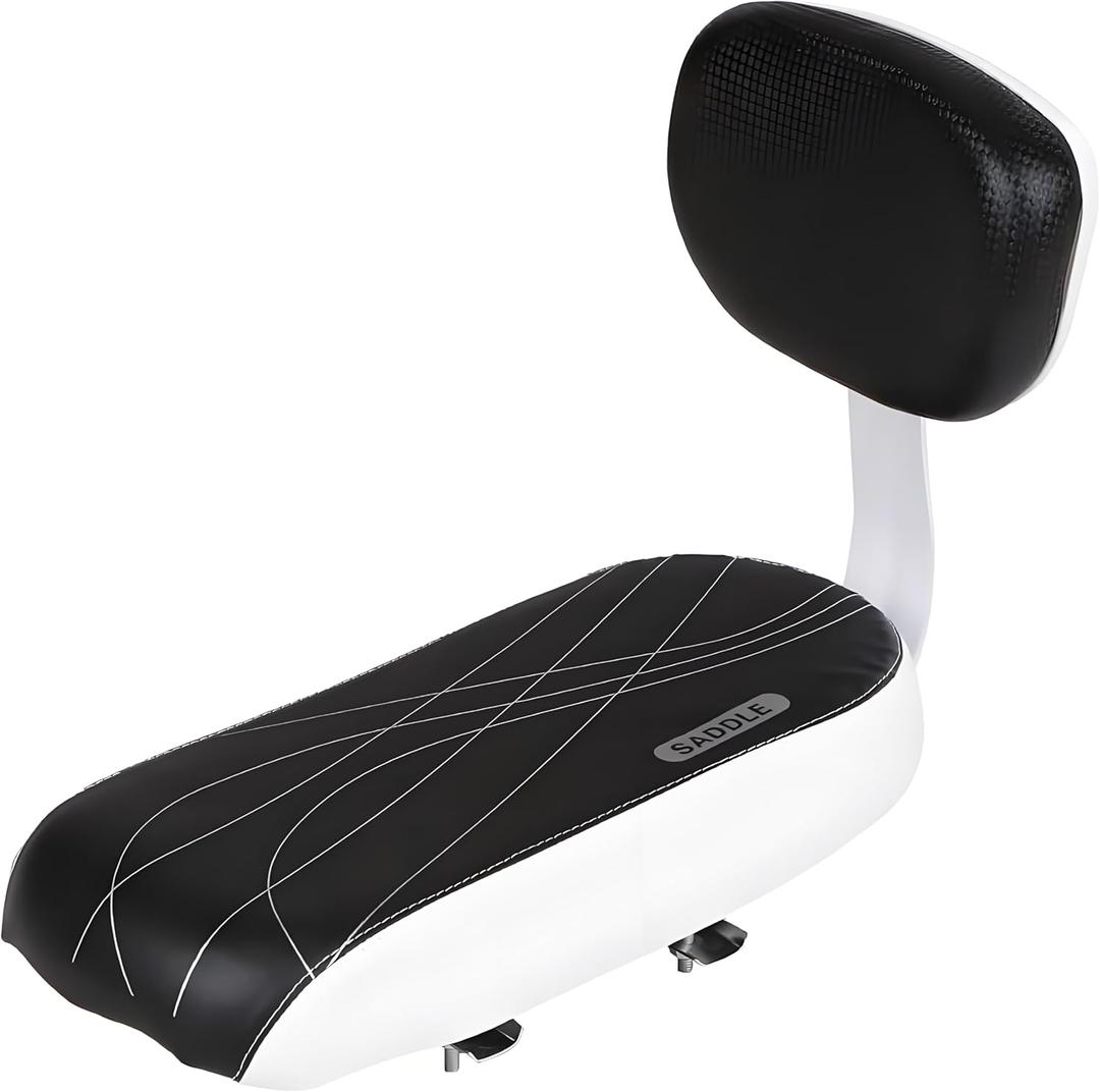 Lixada Bicycle Back Seat Cycling Bike Mountain Bike PU Leather Soft Cushion Rear Rack Seat with Back Rest