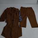 Boys Formal Suit Set Kids Tuxedo Suits for Boys Easter Wedding Outfit with Ties and Pocket Square 4 Pcs Set 5T, Brown