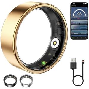 WNRTSA Smart Ring for Women & Men, Fitness Tracker with Heart Rate, Blood Oxygen, Sleep Monitoring, Long-Lasting Battery, (Rose Gold, 10)