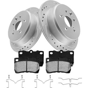 Anpulsero Brake Pads And Rotors Kit Rear Compatible with 2006-2013 Lexus IS250, Automotive Replacement Brake Kits Geomet 31447 D1113-8217 Drilled And Slotted Rotors Ceramic Brake Pads 291mm(11.5in)