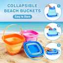 Dreamon Beach Toys for Kids 3-10, Collapsible Sand Castle Toys for Beach Include 3 Pack Foldable Buckets, Shovels Molds and Storage Mesh Bag, Sandbox Travel Toy for Toddlers Kids