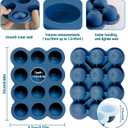 Baby Food Storage 12 x 1.5OZ Silicone Freezer Tray with Lid, Food Grade Silicone Containers for Purees & Vegetables Midnight Blue