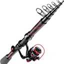 Fishing Rod and Reel Combos, Unique Design with X-Warping Painting, Carbon Fiber Telescopic Fishing Rod with Reel Combo Kit with Tackle Box, Best Gift for Fishing Beginner and Angler