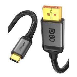 Silkland 80Gbps USB C to DisplayPort 2.1 Cable [16K@60Hz, 8K@240Hz, 4K@540Hz], Unidirectional Thunderbolt 5/4 to DisplayPort, USBC to DP for MacBook, Mac mini, Odyssey G8/G9, iPhone 17, 6.6FT