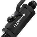 6AN Aluminum Inline Fuel Shut Off Valve, 6AN to 6AN Male Flare Fitting, 3/8 Flow Control Cut Off Valves Thread Male Flare Fitting w/Cable Lever 6 Anodized Black