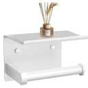 Premium Toilet Paper Holder with Phone Shelf, Wall Mounted, for Bathroom, Living Room, Restroom, RV, and so on, Stainless Steel-Rustproof,Tissue Roll Holder with Storage Shelf-White(YaoJooHome)