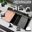 30in Black Drop In Kitchen Sink Multifunctional Digital Display Smart Drop In Kitchen Sink Honeycomb Nano Modern Kitchen Sinks with Cutting Board & 4 in 1 Pull-Out Faucet Workstation Sink