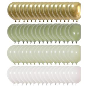 Pastel Sage Green Gold Balloons 12inch - Olive Green White Balloons for Baby Bridal Wedding Shower Birthday Party Decorations 60packs (Sage Green + Gold)