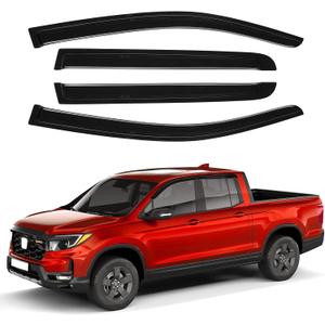 Canvcle Ridgeline Rain Guards - Window Visors for Honda Ridgeline 2017-2025 2026, Outside-Mount Tape-On Side Window Wind Deflectors for Ridgeline Accessories, Vent Visors Shades Rainproof Black 4PCS
