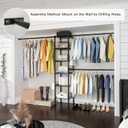 Ulif M1 Closet Storage Organizer System, 6 Tiers Heavy Duty Metal Garment Rack with 3 Expandable Hanger Rods, Wall Mounted Space Saver Suits from 5.4-8.7 ft. Width, 71.2H x 14D, 700LBS, Black