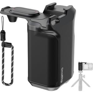 SMALLRIG Street Photography Handle for DJI Osmo Action 5 Pro/ 4/3, Quick Release, Shutter Button, Cold Shoe, Wrist Strap,1/4 Threaded Hole, Camera Grip Holder for DJI OEM Cages - 5826