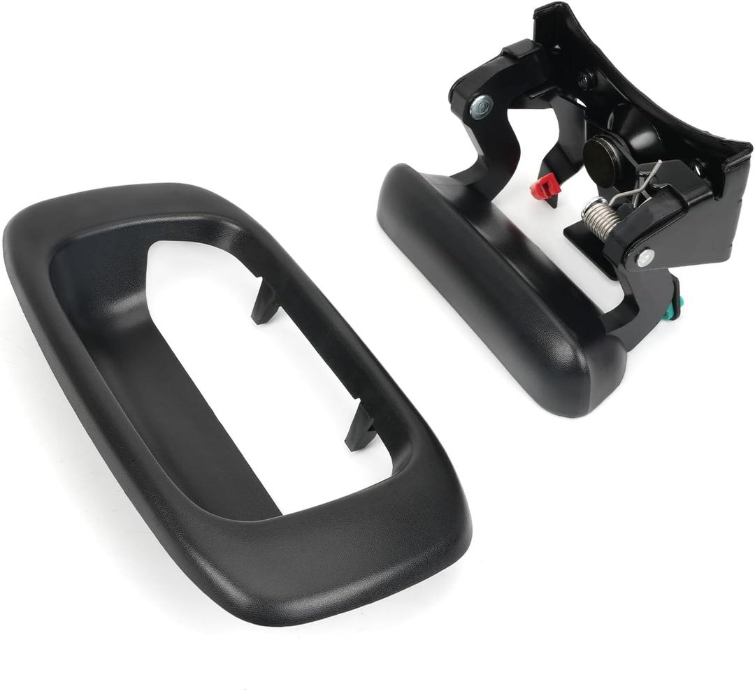 Tailgate Handle Latch and Bezel Trim with Rod Clips Replacement for 1999-2007 Chevy Chevrolet Silverado and GMC Sierra 1500 2500 3500 Replaces# 15997911, 15228539, 15228541, 15228540