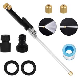 Jet Nozzle High Pressure Hose Nozzle for Garden, 2-in-1 High Pressure Hose Nozzle, Upgraded High Pressure Washer Tools Attachment with 2 Different Nozzles and Hose Quick Connectors (Black)
