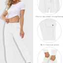 MoFiz Women's Lightweight Hiking Cargo Pants Outdoor Quick Dry Casual Travel Sweatpants Joggers Elastic Waist Button Pockets (White, XL)