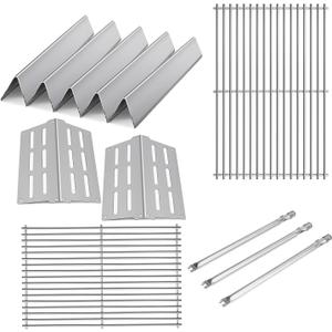 Stainless Steel 7524 7528 Grill Grates with 7620 7621 Flavorizer Bars 65505 Heat Deflectors and 62752 Burner for Weber Genesis Grill Parts 300 Series E310 E320 E330 S310 S320 S330
